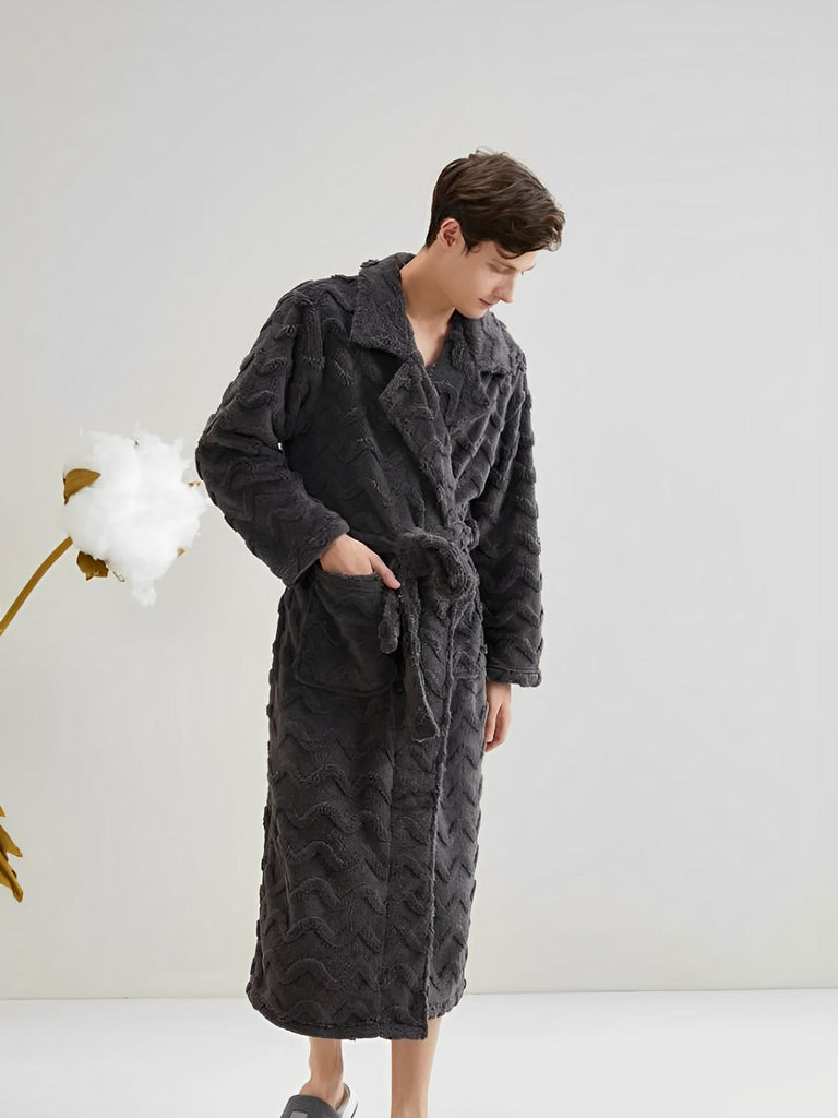 Peignoir polaire long, douceur exceptionnelle, confort cocooning, chaleur hivernale, unisexe, plusieurs coloris, ceinture amovible, modèle Ernome - Peignoir - Gris M