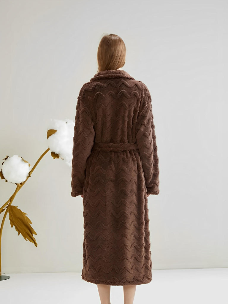 Peignoir polaire long, douceur exceptionnelle, confort cocooning, chaleur hivernale, unisexe, plusieurs coloris, ceinture amovible, modèle Ernome - Peignoir - Marron M
