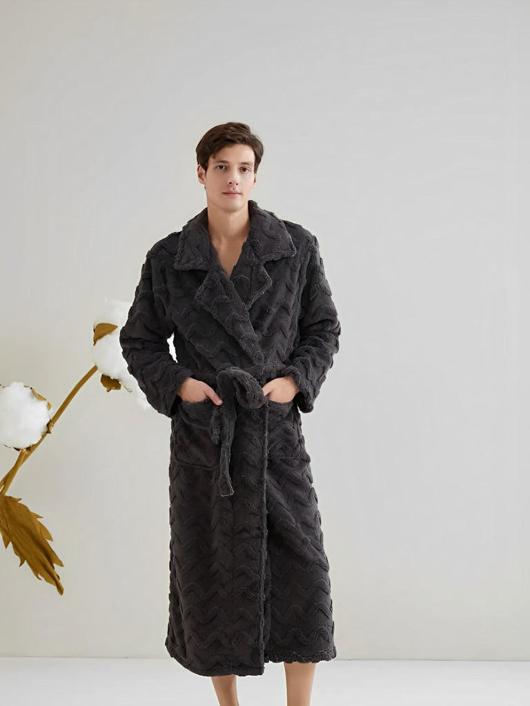 Peignoir polaire long, douceur exceptionnelle, confort cocooning, chaleur hivernale, unisexe, plusieurs coloris, ceinture amovible, modèle Ernome - Peignoir - Gris M