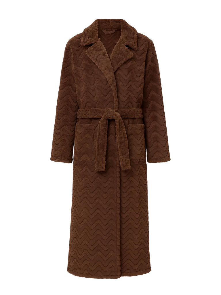 Peignoir polaire long, douceur exceptionnelle, confort cocooning, chaleur hivernale, unisexe, plusieurs coloris, ceinture amovible, modèle Ernome - Peignoir - Marron M