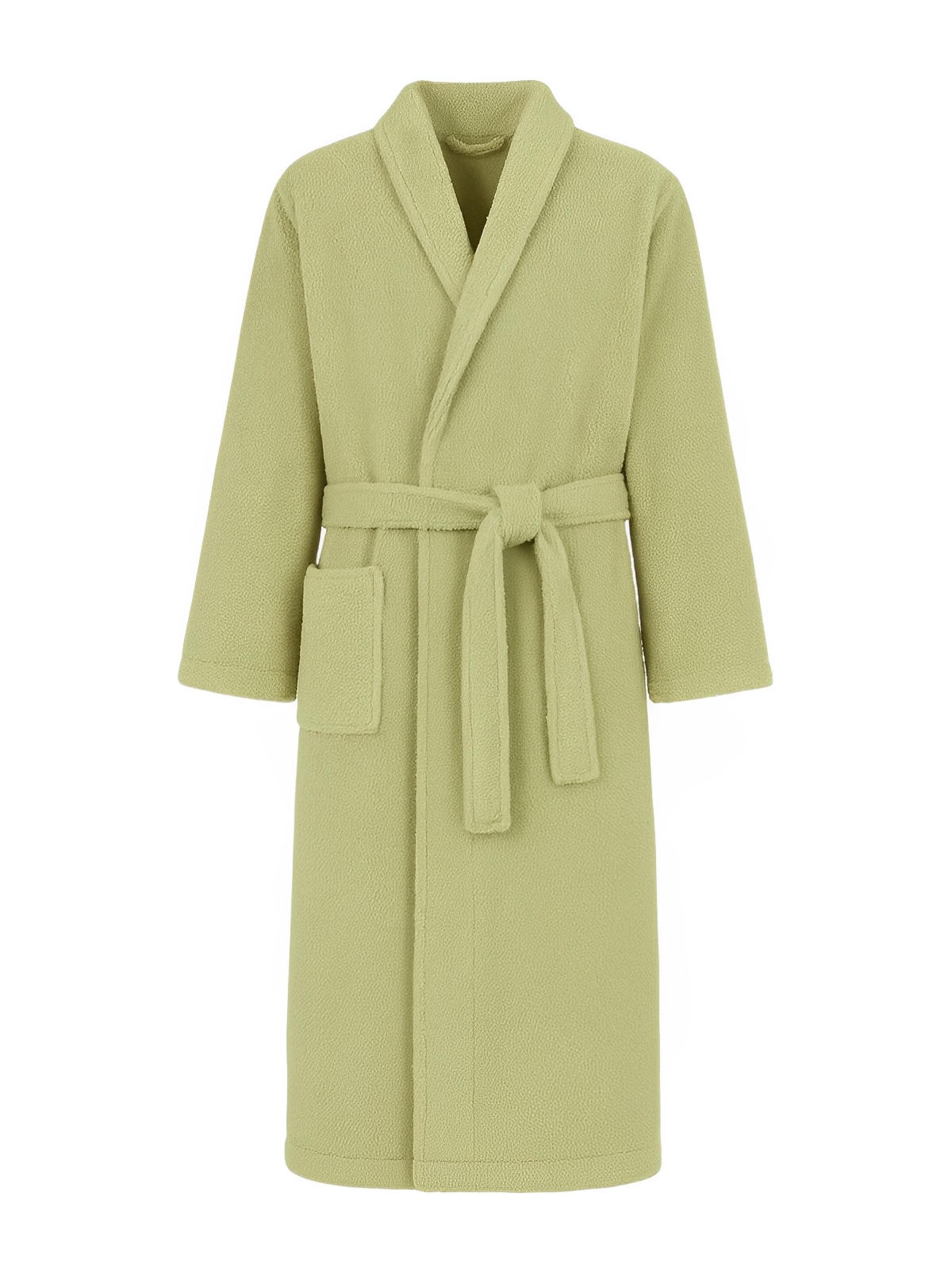 Peignoir ultra doux, chaleur cocooning, confort polaire, ceinture ajustable, coupe longue, idéal hiver, mixte homme femme, gris ivoire vert, tissu respirant, modèle Ilyo - Peignoir - Vert M