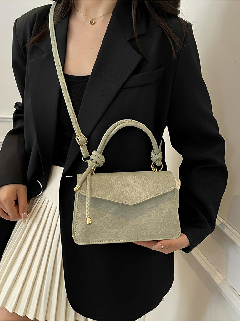 Petit sac à main carré rigide femme, simili vegan, magnétique, urbain tendance, modèle Katerine - Sac à main - Blanc