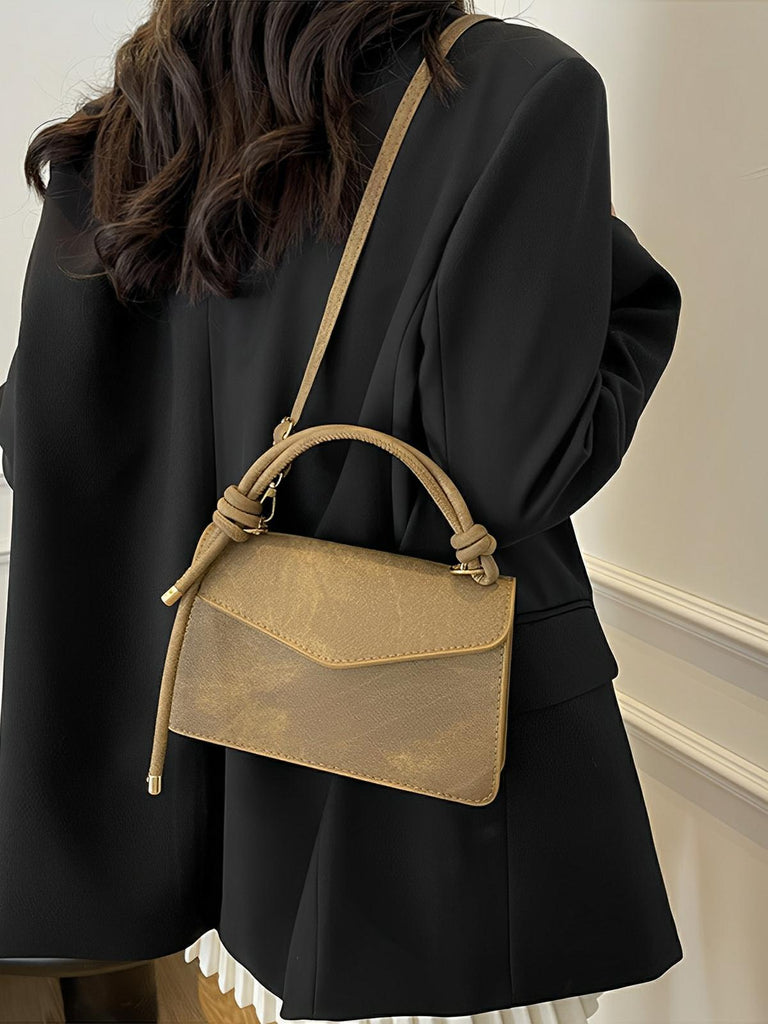 Petit sac à main carré rigide femme, simili vegan, magnétique, urbain tendance, modèle Katerine - Sac à main - Kaki