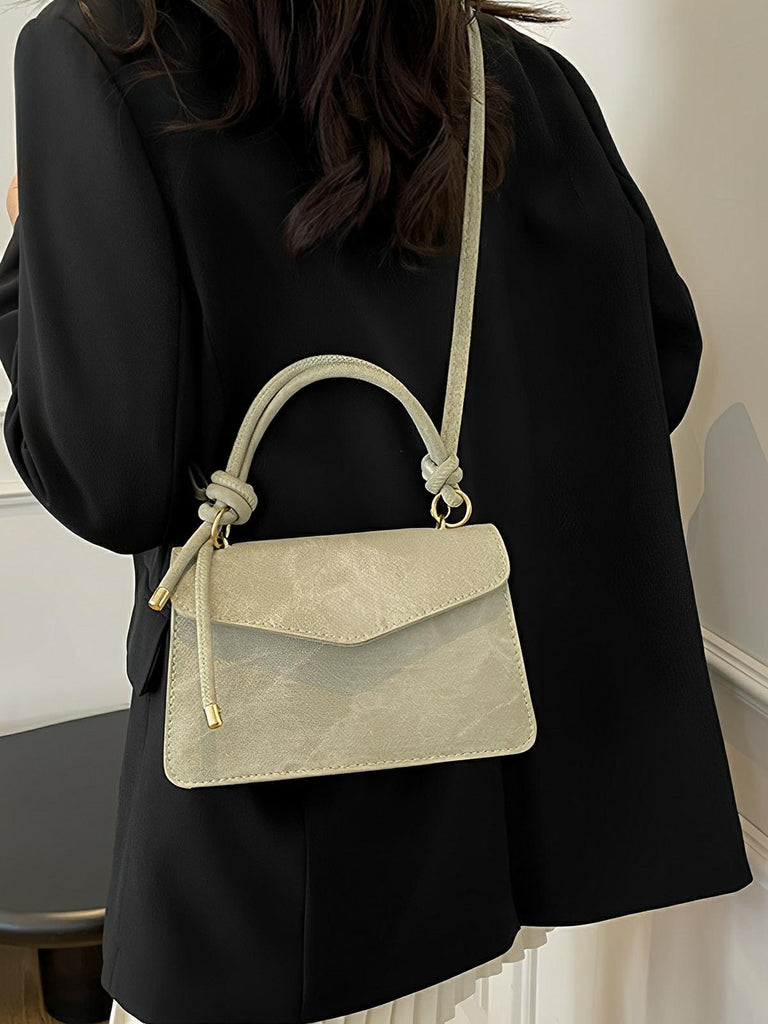 Petit sac à main carré rigide femme, simili vegan, magnétique, urbain tendance, modèle Katerine - Sac à main - Blanc