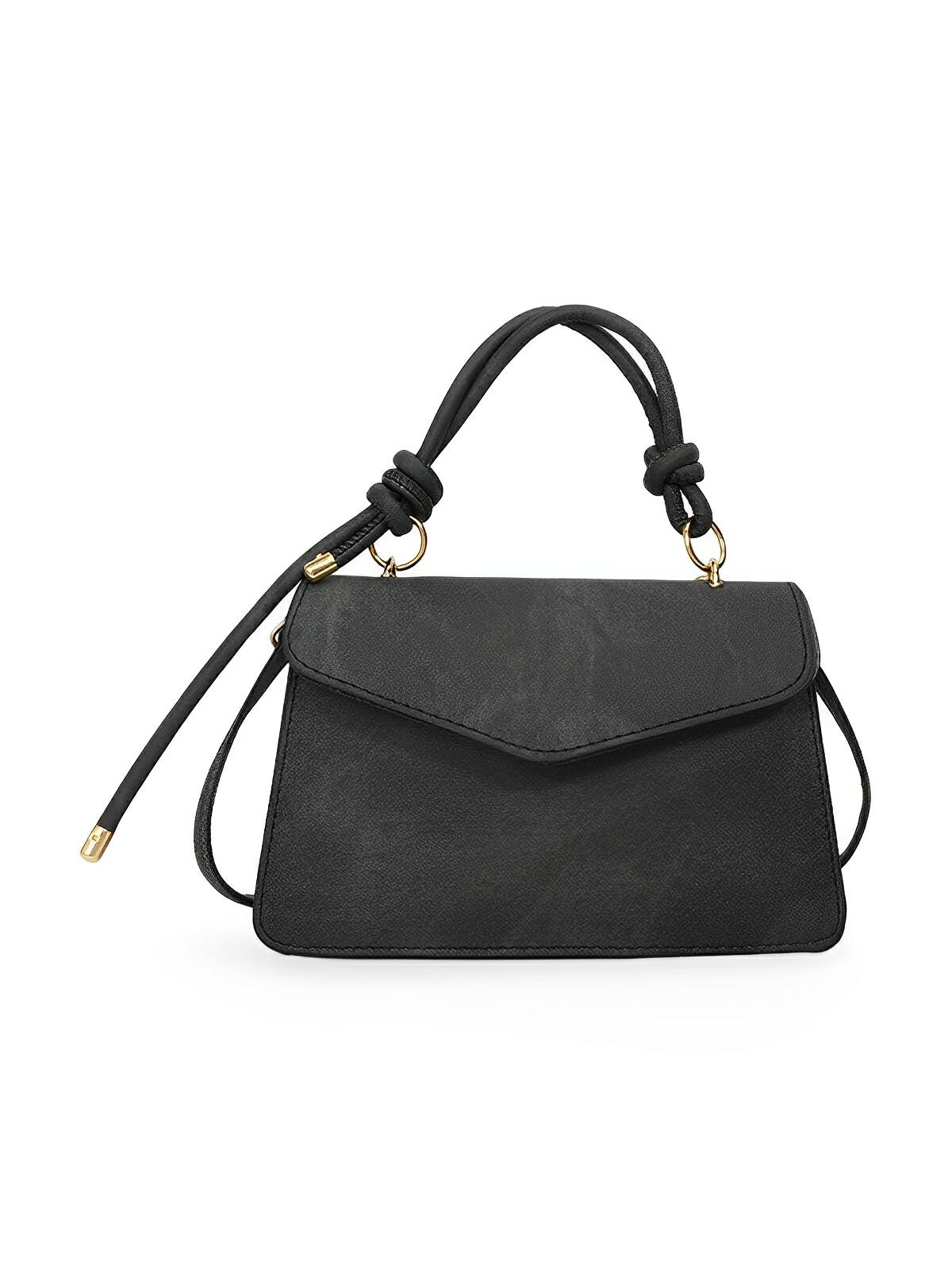 Petit sac à main carré rigide femme, simili vegan, magnétique, urbain tendance, modèle Katerine - Sac à main - Noir