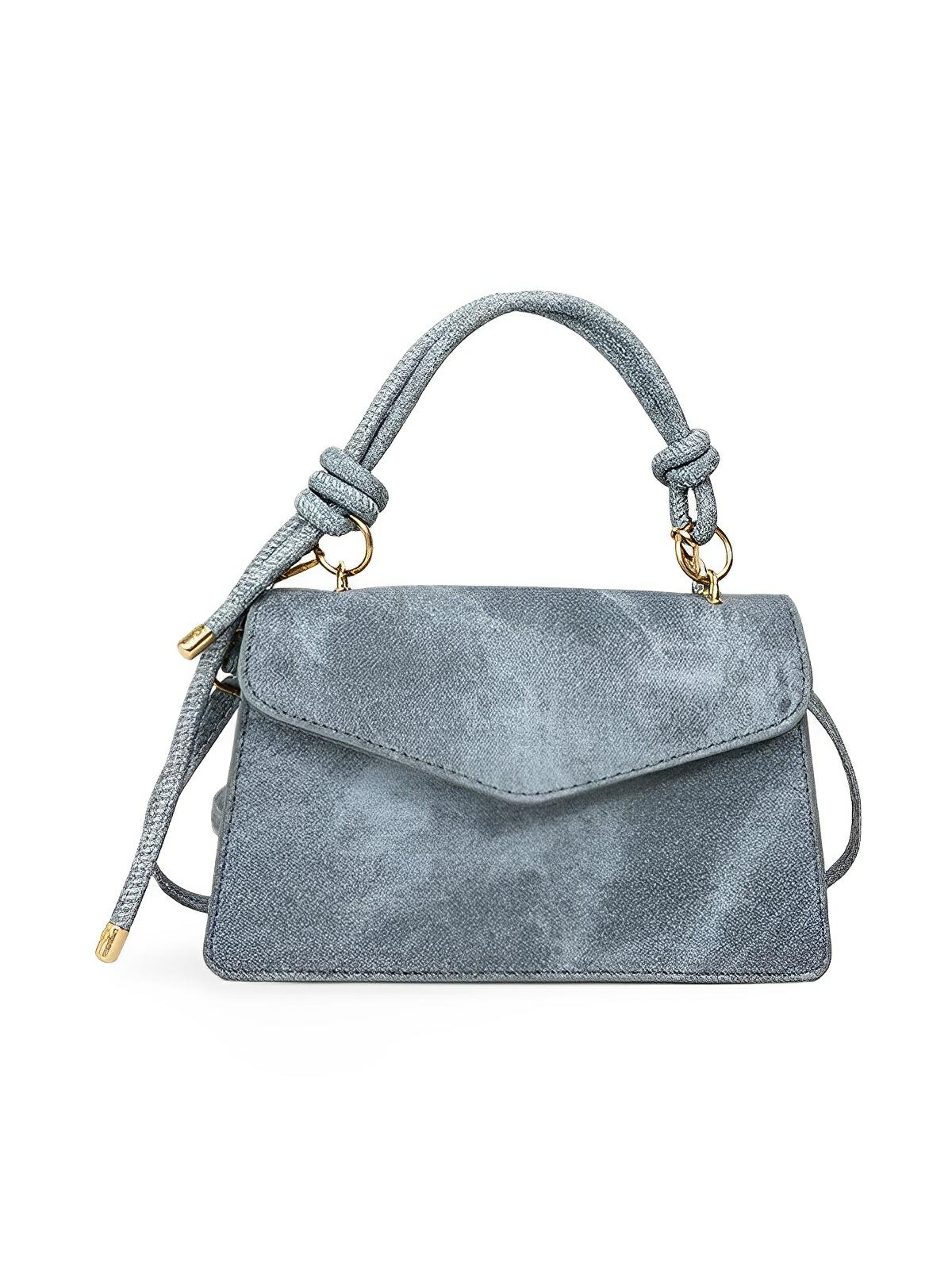 Petit sac à main carré rigide femme, simili vegan, magnétique, urbain tendance, modèle Katerine - Sac à main - Bleu