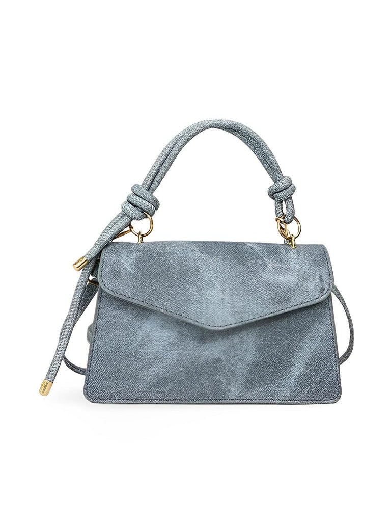 Petit sac à main carré rigide femme, simili vegan, magnétique, urbain tendance, modèle Katerine - Sac à main - Bleu