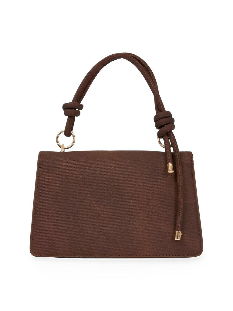 Petit sac à main carré rigide femme, simili vegan, magnétique, urbain tendance, modèle Katerine - Sac à main - Marron