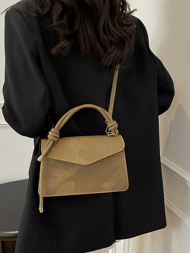 Petit sac à main carré rigide femme, simili vegan, magnétique, urbain tendance, modèle Katerine - Sac à main - Kaki