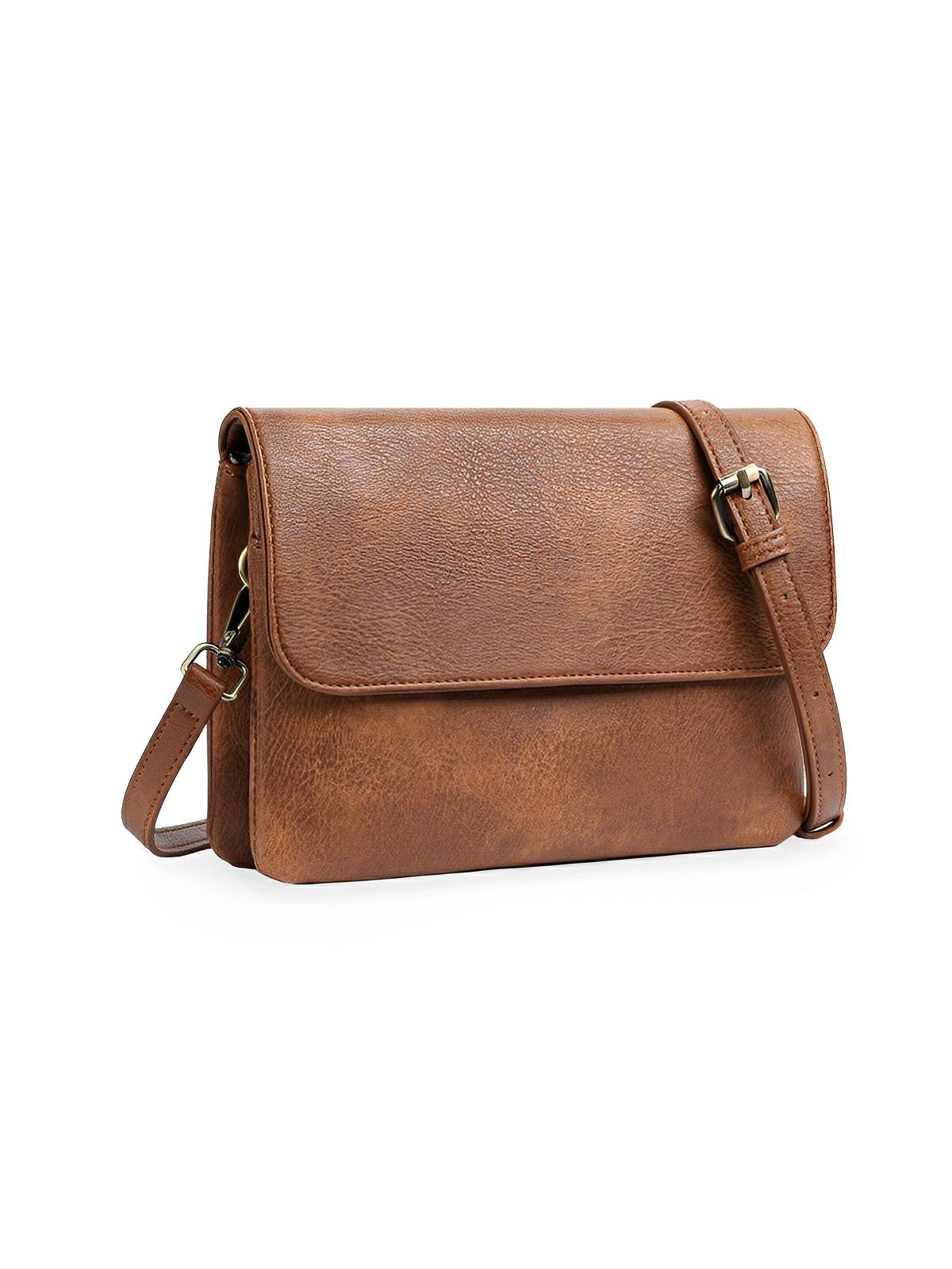 Petit sac à main femme, bandoulière ajustable, simili vegan, multi - compartiments, modèle Florence - Sac à main - Marron