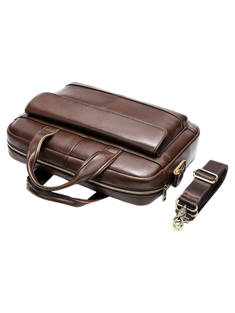 Porte - documents homme en cuir, sac ordinateur portable 14 pouces, sac bandoulière, sac business, sac de professeur, école, modèle Amard - Porte - document - Marron