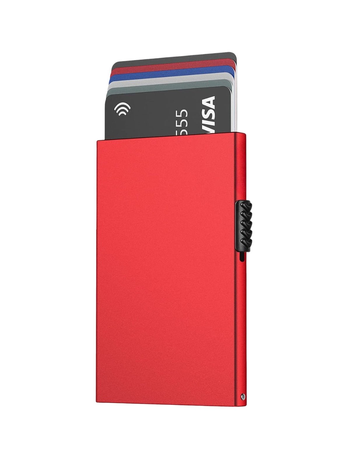 Portefeuille carte métal RFID, protection sans contact, format compact, extraction rapide, design ultra fin, modèle Valkor - Porte - feuille - Rouge