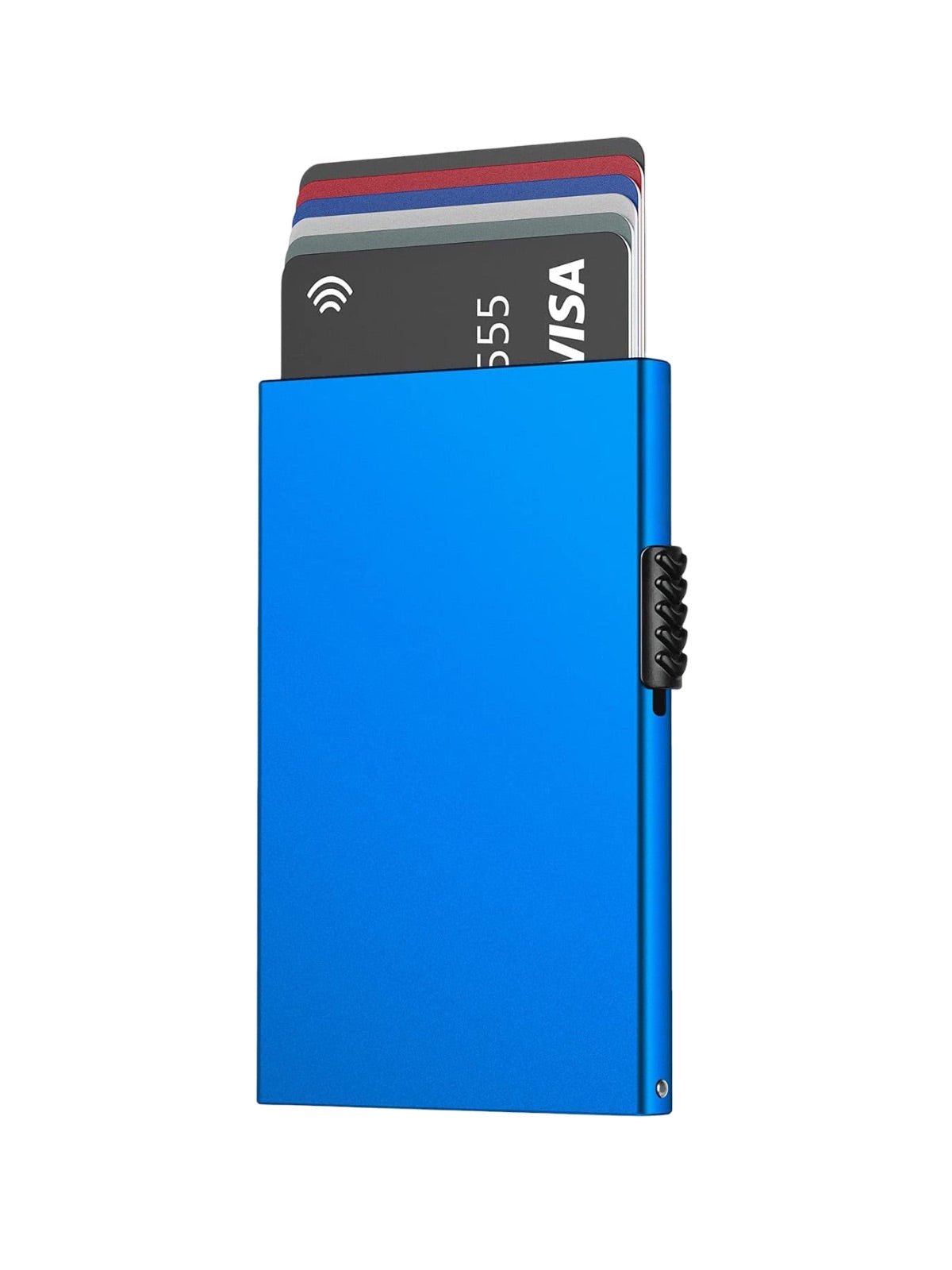 Portefeuille carte métal RFID, protection sans contact, format compact, extraction rapide, design ultra fin, modèle Valkor - Porte - feuille - Bleu
