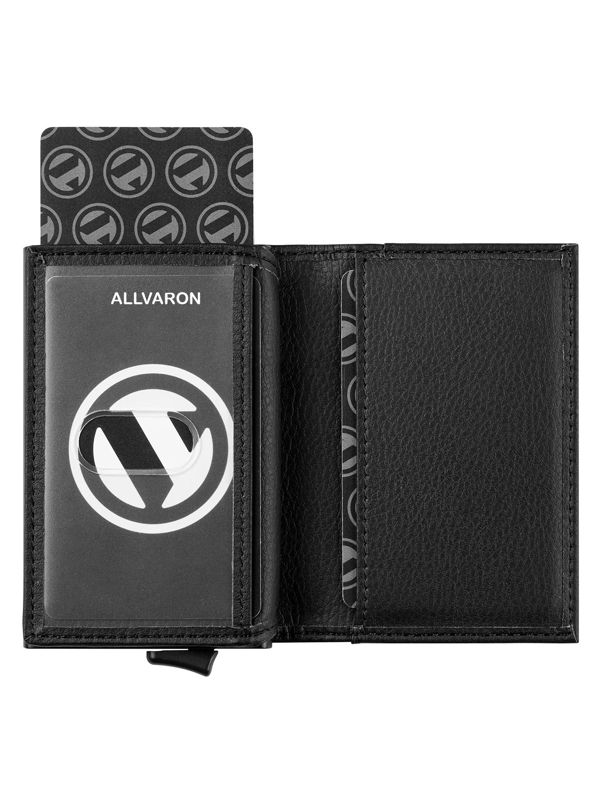 Portefeuille compact cuir RFID, protection cartes bancaires, pop - up aluminium, format carte, porte - cartes coulissant, modèle Noctis - Porte - feuille - Noir