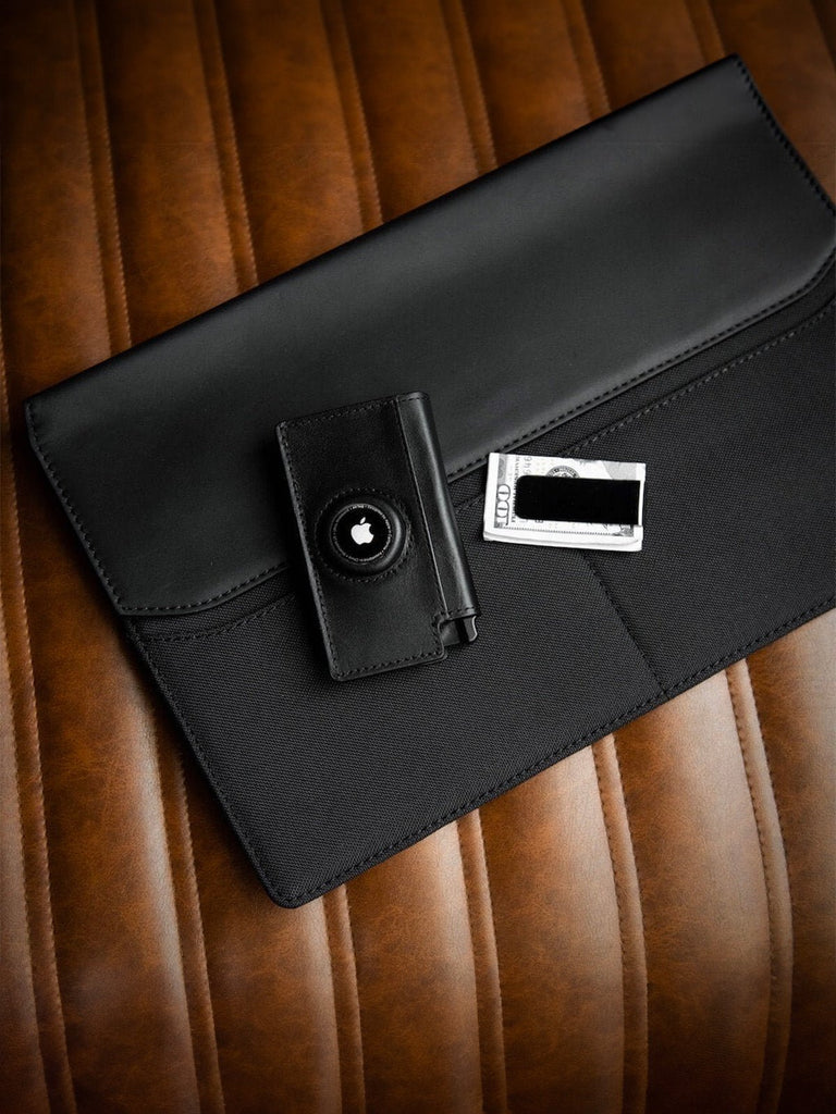 Portefeuille compact cuir RFID, rangement cartes, compatible AirTag, ouverture rapide, porte - billets intégré, modèle Taylor - Porte - feuille - Noir