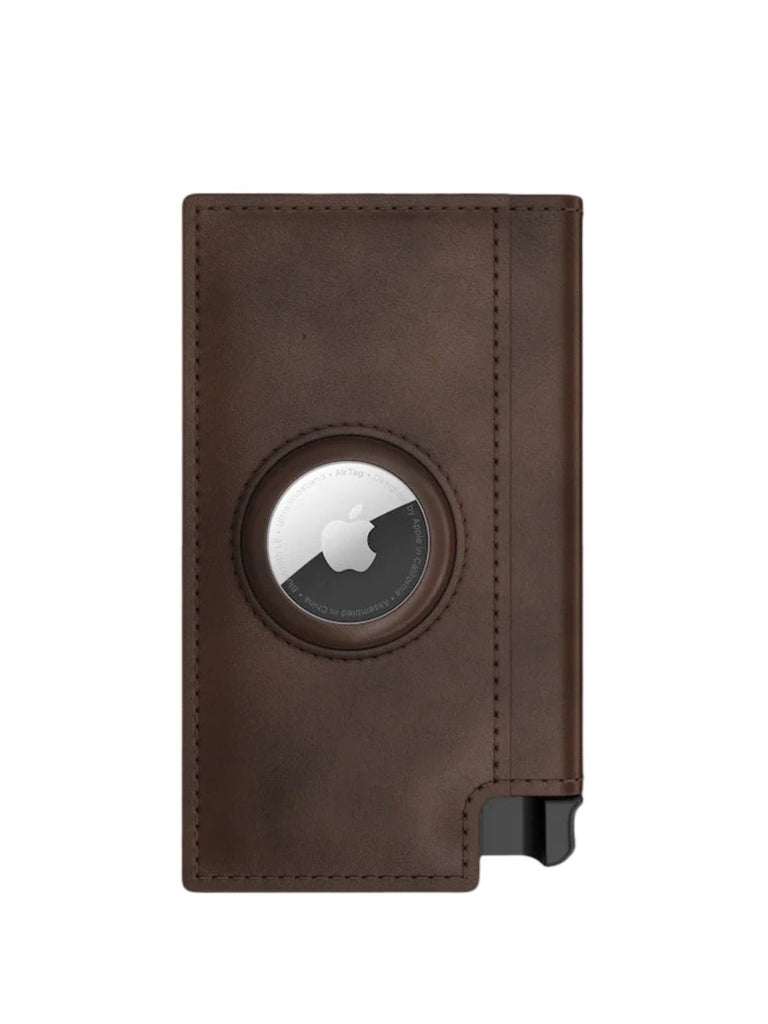 Portefeuille compact cuir RFID, rangement cartes, compatible AirTag, ouverture rapide, porte - billets intégré, modèle Taylor - Porte - feuille - Café