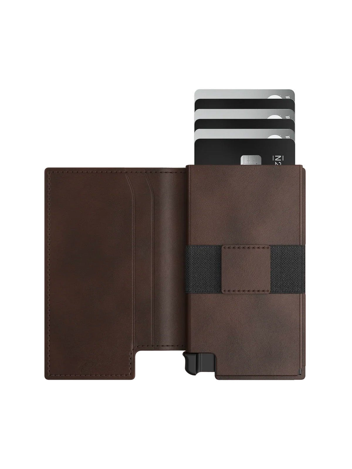 Portefeuille compact cuir RFID, rangement cartes, compatible AirTag, ouverture rapide, porte - billets intégré, modèle Taylor - Porte - feuille - Café