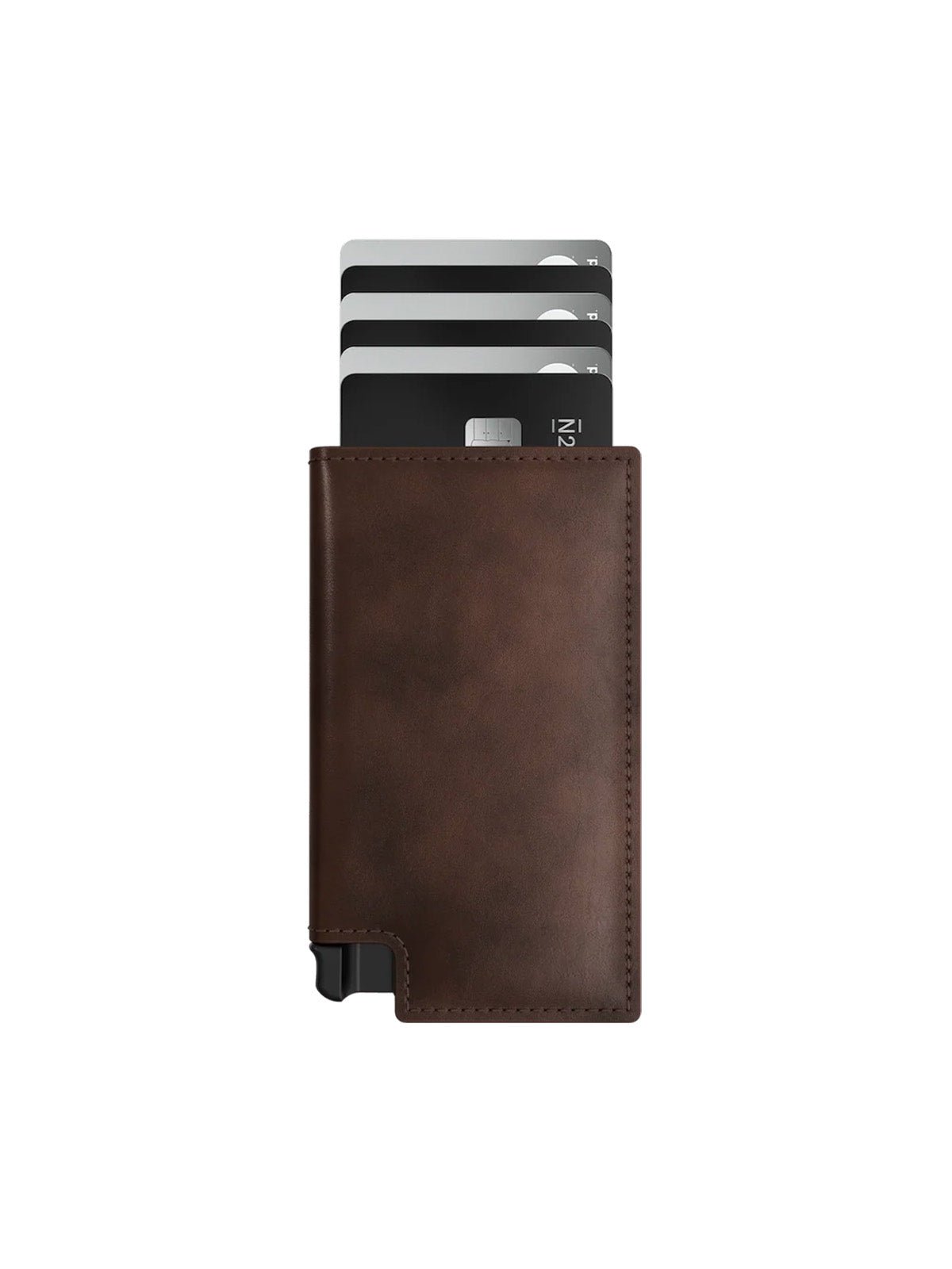 Portefeuille compact cuir RFID, rangement cartes, compatible AirTag, ouverture rapide, porte - billets intégré, modèle Taylor - Porte - feuille - Café