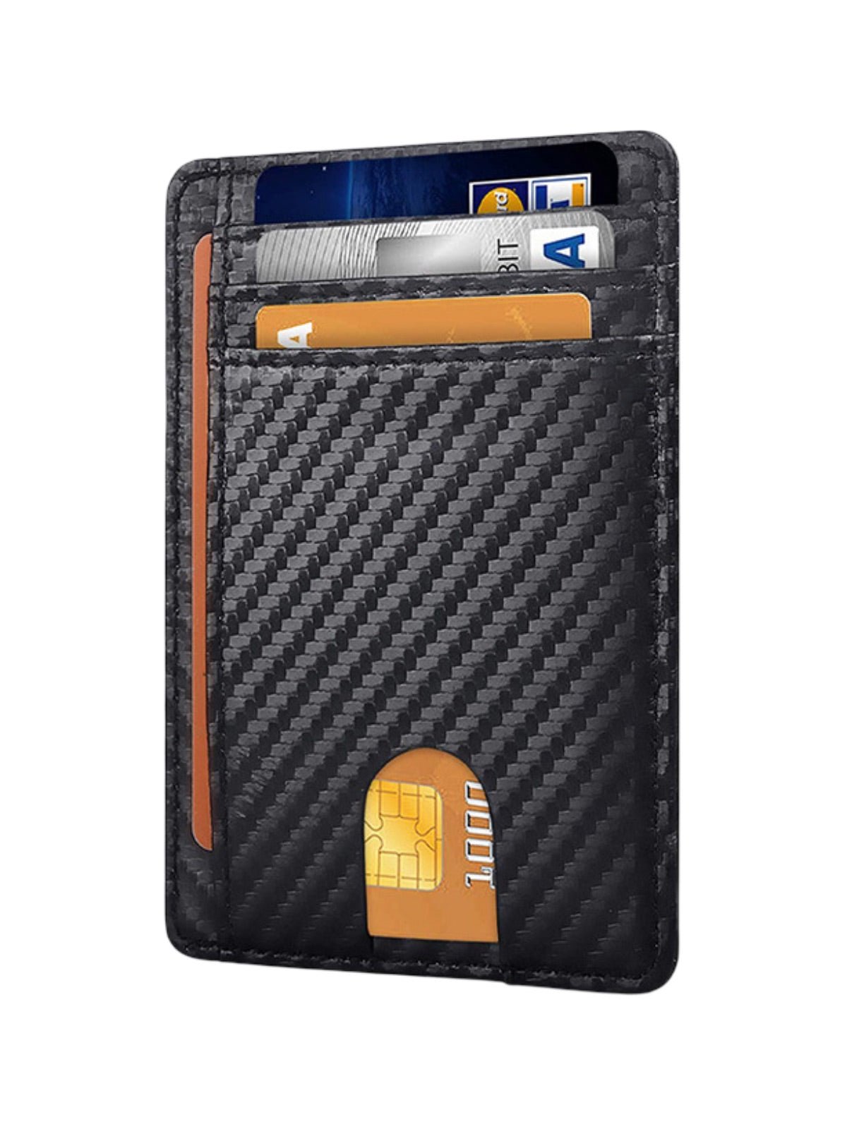Portefeuille compact en cuir, protection RFID, ultra fin, format carte, rangement billets, modèle Tiersy - Porte - feuille - Carbone