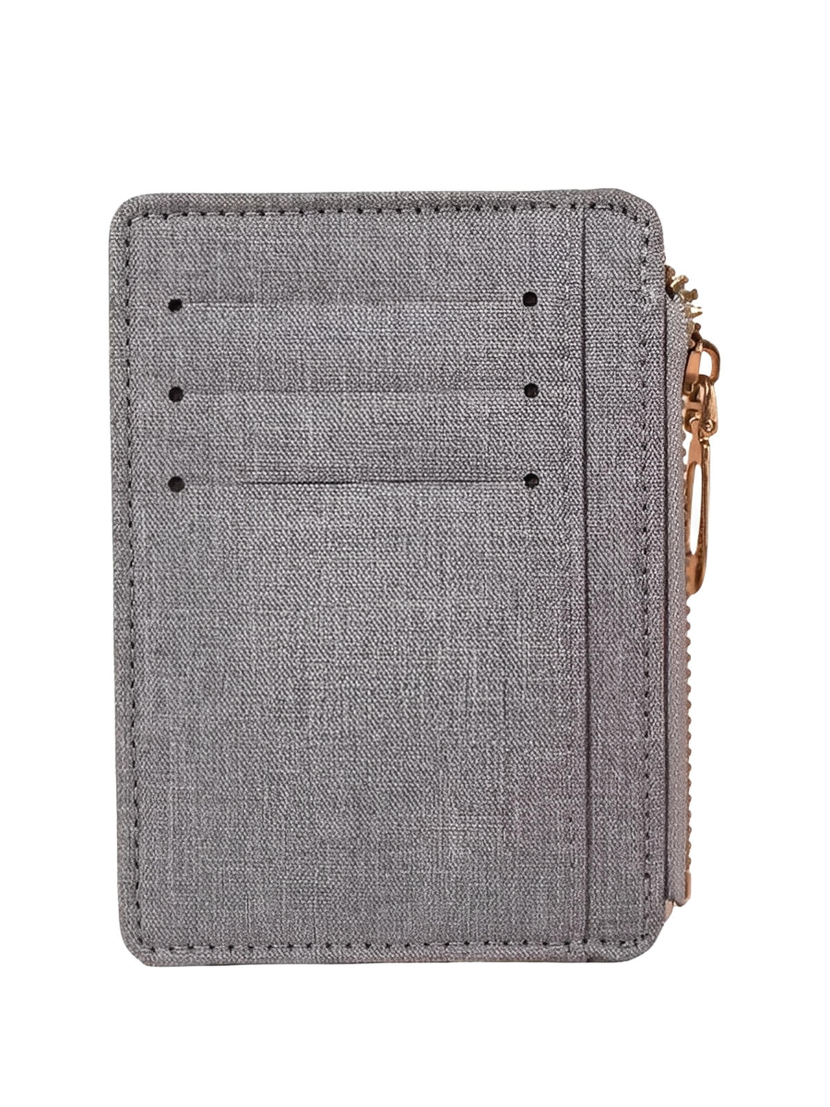 Portefeuille compact tissu zippé, porte - cartes mixte, ultra fin, gris noir bleu, modèle Zel - Porte - feuille - Gris