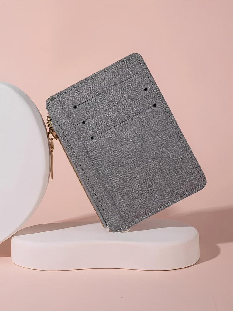 Portefeuille compact tissu zippé, porte - cartes mixte, ultra fin, gris noir bleu, modèle Zel - Porte - feuille - Gris