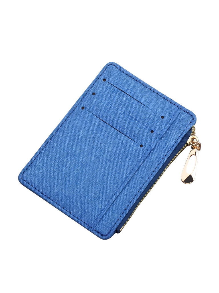Portefeuille compact tissu zippé, porte - cartes mixte, ultra fin, gris noir bleu, modèle Zel - Porte - feuille - Bleu