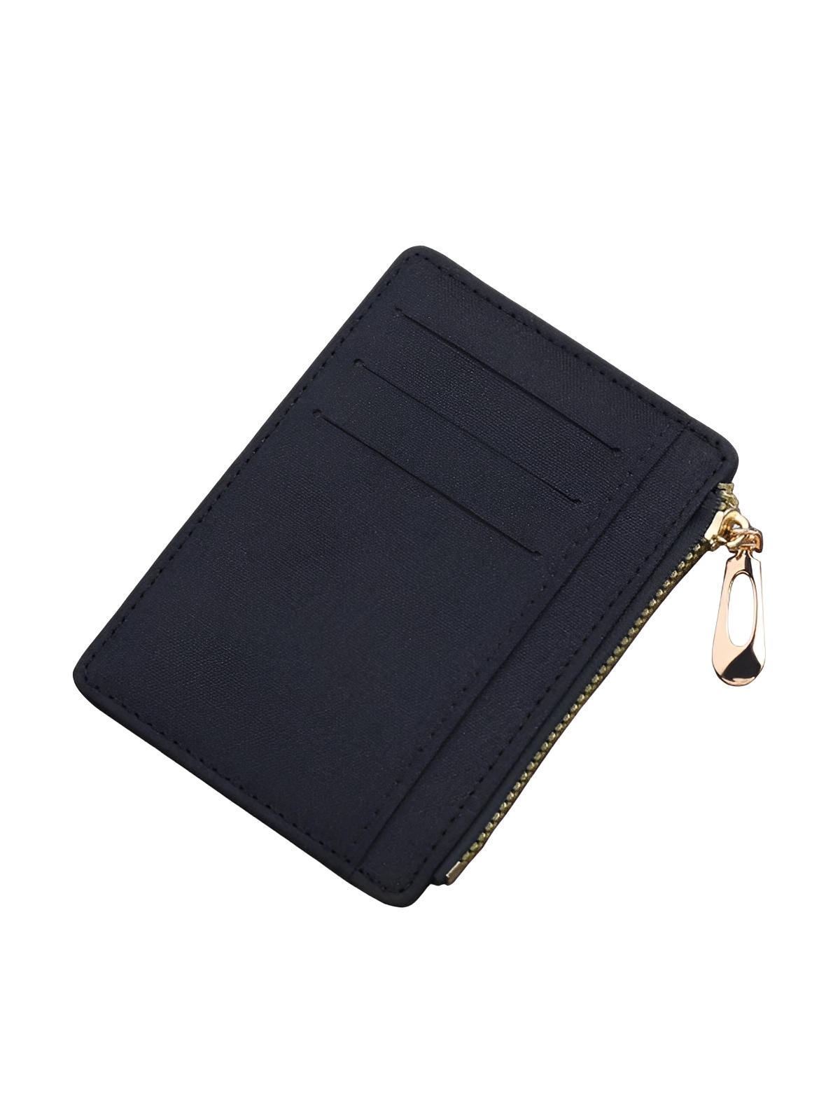 Portefeuille compact tissu zippé, porte - cartes mixte, ultra fin, gris noir bleu, modèle Zel - Porte - feuille - Noir
