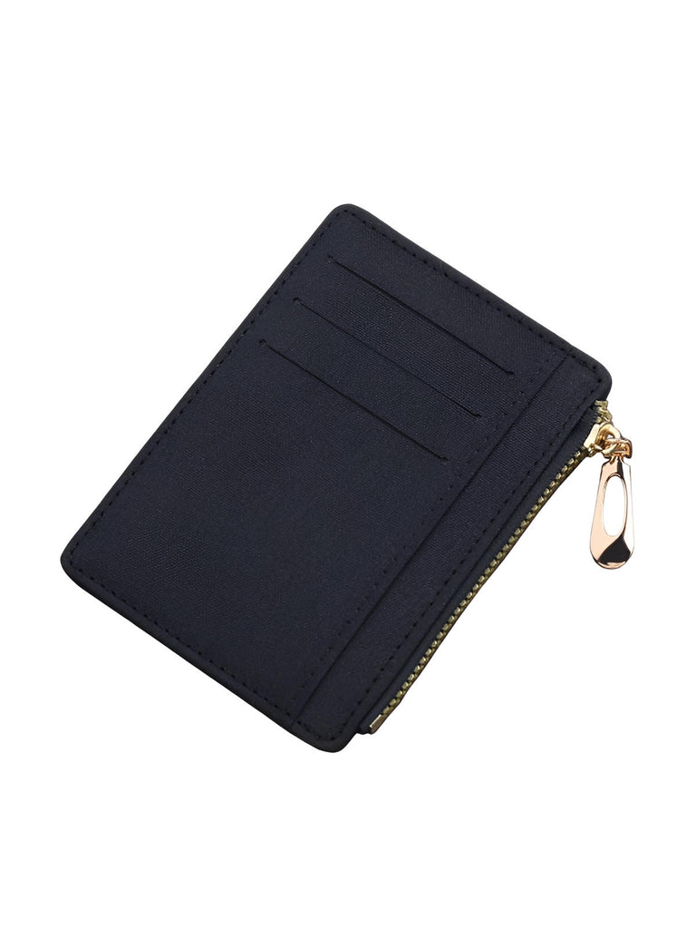 Portefeuille compact tissu zippé, porte - cartes mixte, ultra fin, gris noir bleu, modèle Zel - Porte - feuille - Noir