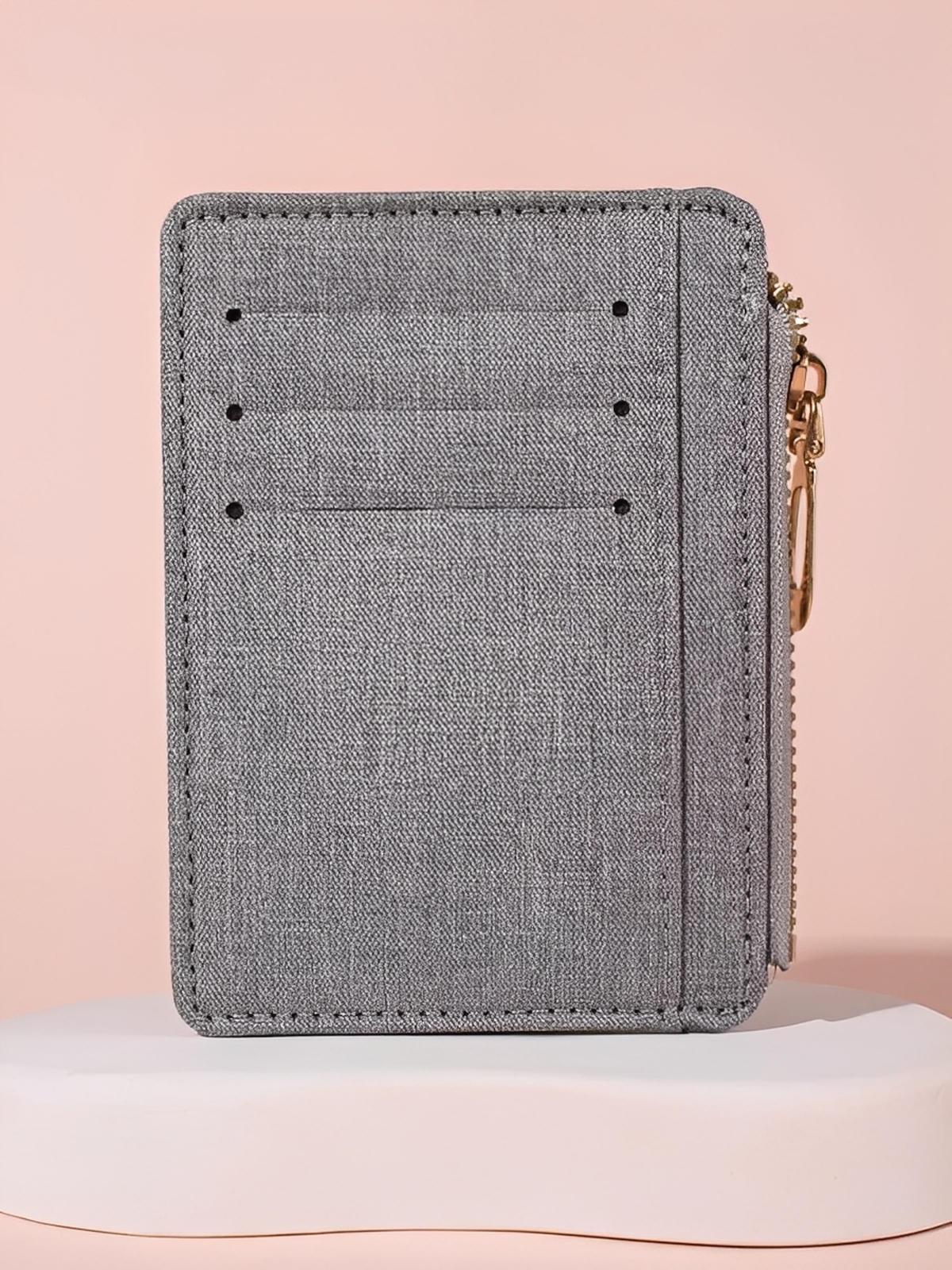Portefeuille compact tissu zippé, porte - cartes mixte, ultra fin, gris noir bleu, modèle Zel - Porte - feuille - Gris