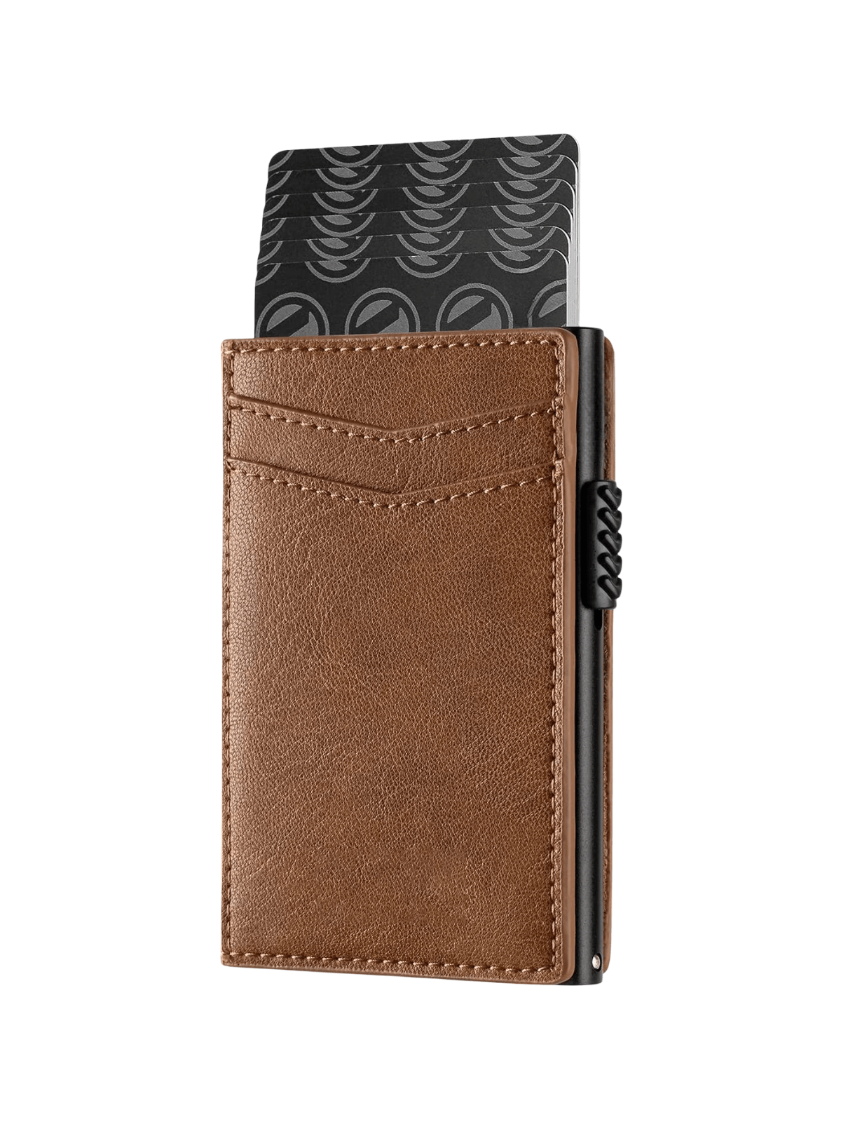 Portefeuille cuir noir, porte - cartes format compact, carte bancaire, RFID sécurisé, bouton latéral, modèle Selith - Porte - feuille - Marron