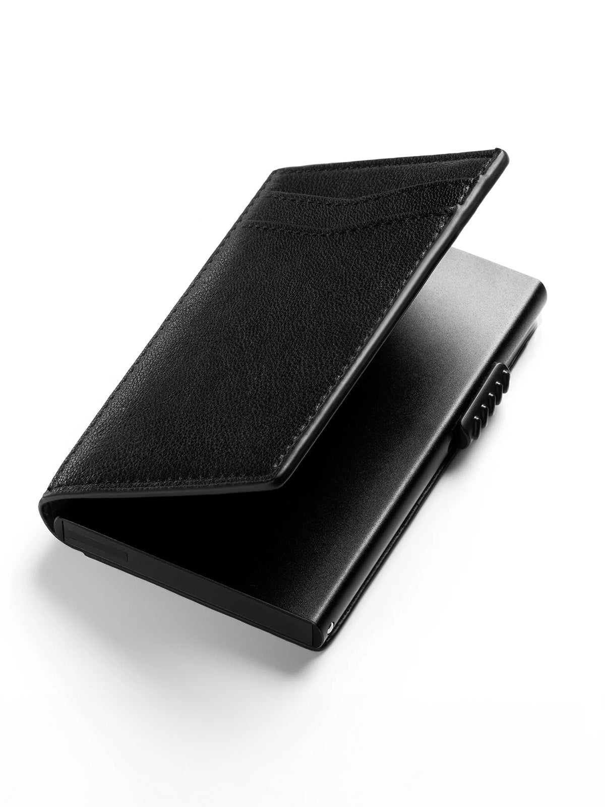 Portefeuille cuir noir, porte - cartes format compact, carte bancaire, RFID sécurisé, bouton latéral, modèle Selith - Porte - feuille - Noir