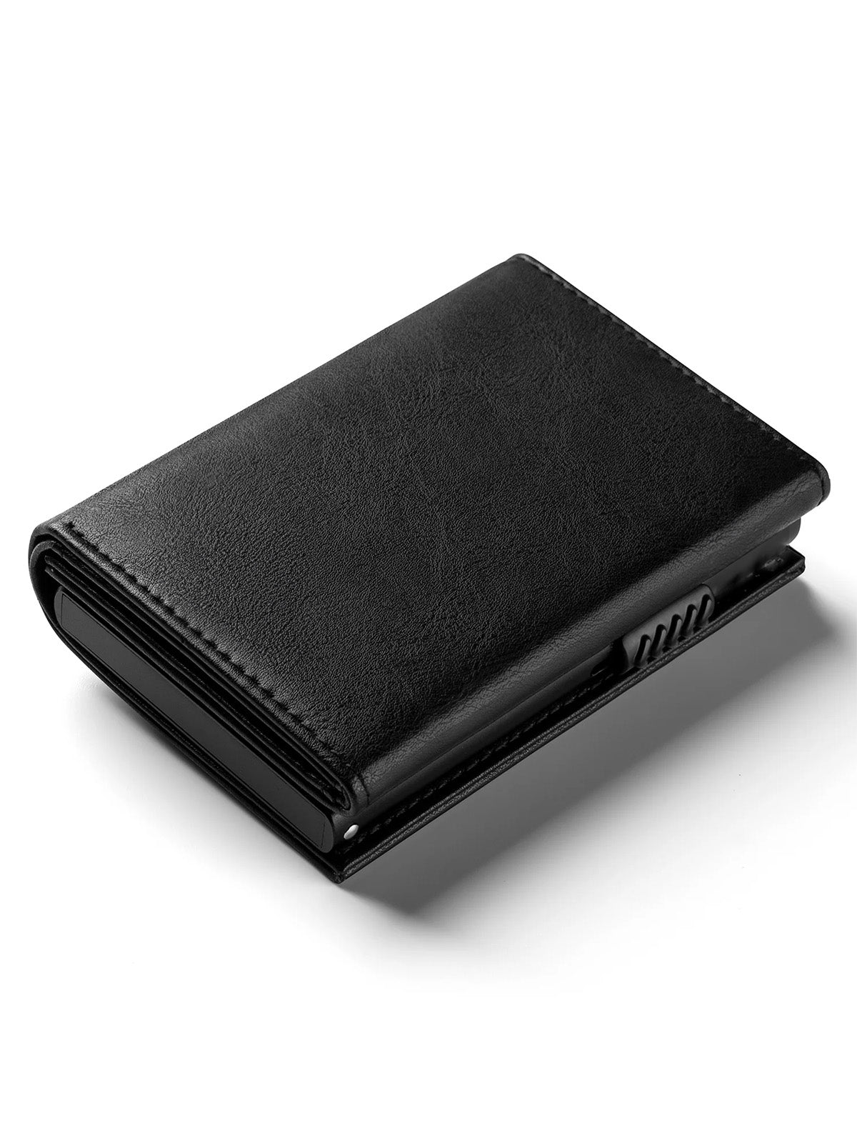 Portefeuille homme compact RFID, simili vegan, porte - cartes aluminium, monnaie, billets, carte identité, modèle Slyx - Porte - feuille - Noir