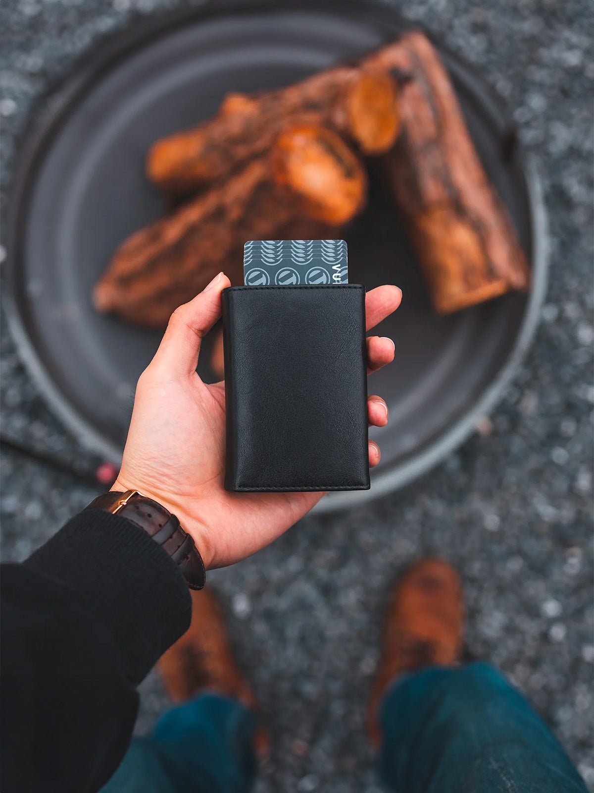 Portefeuille homme compact RFID, simili vegan, porte - cartes aluminium, monnaie, billets, carte identité, modèle Slyx - Porte - feuille - Noir