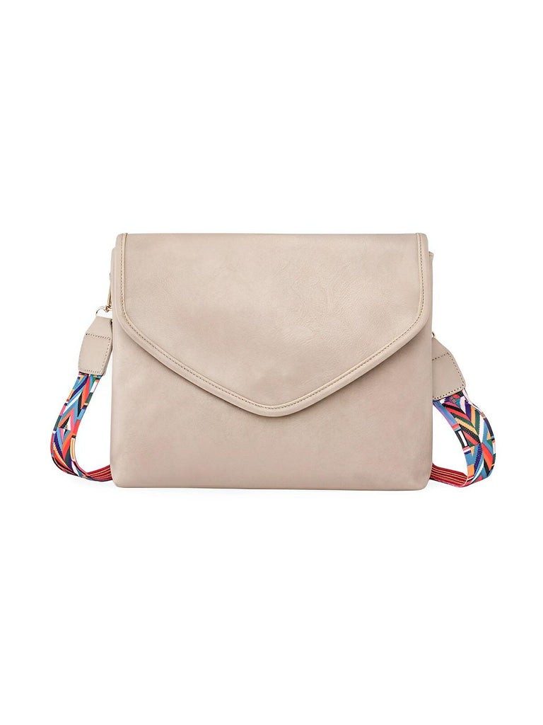 Sac à bandoulière femme, format enveloppe, simili vegan, tendance, idéal quotidien et été, modèle Aligaelle - Sac Bandoulière - Blanc crème