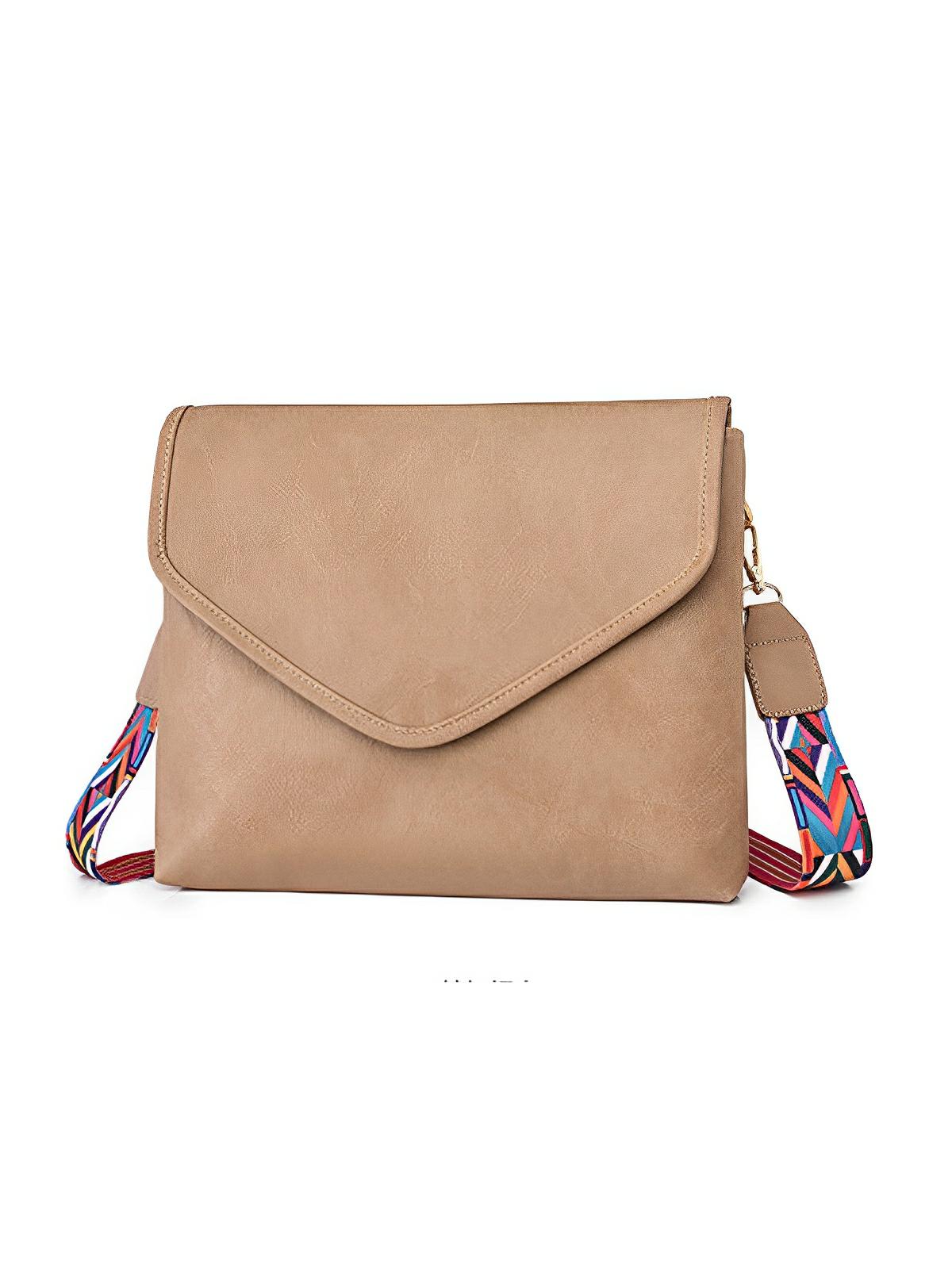 Sac à bandoulière femme, format enveloppe, simili vegan, tendance, idéal quotidien et été, modèle Aligaelle - Sac Bandoulière - Marron
