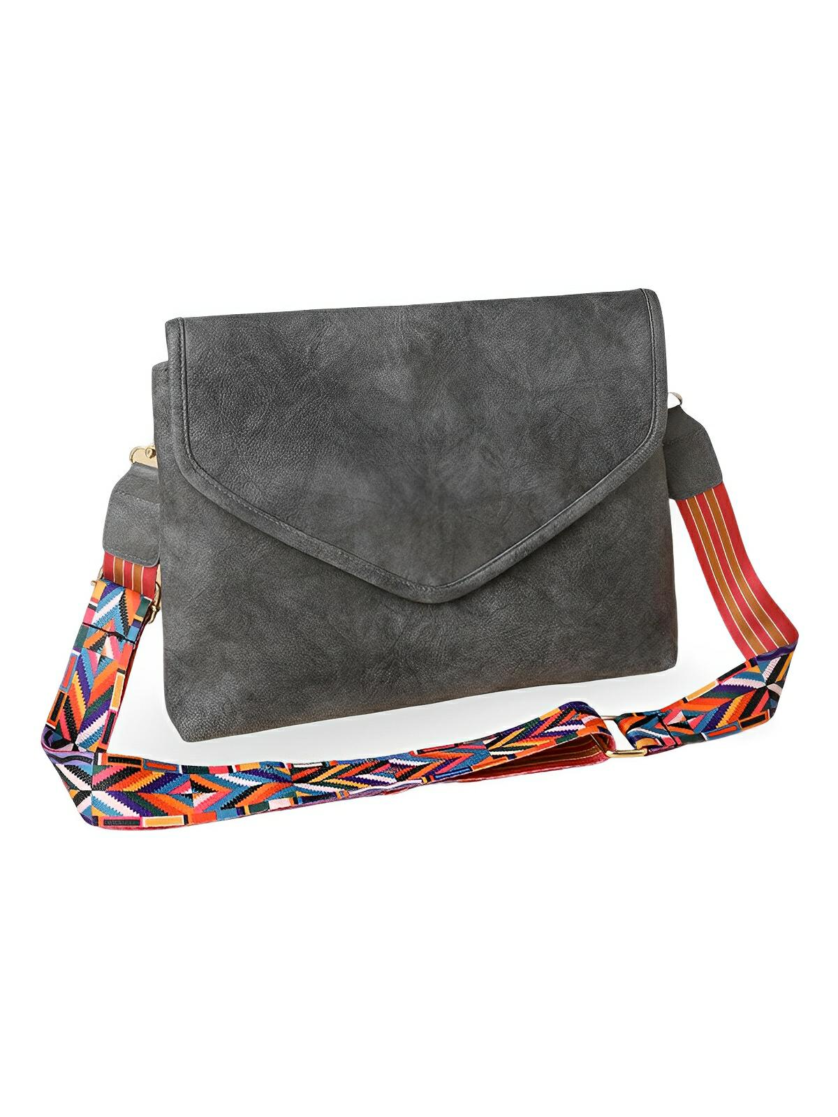 Sac à bandoulière femme, format enveloppe, simili vegan, tendance, idéal quotidien et été, modèle Aligaelle - Sac Bandoulière - Gris