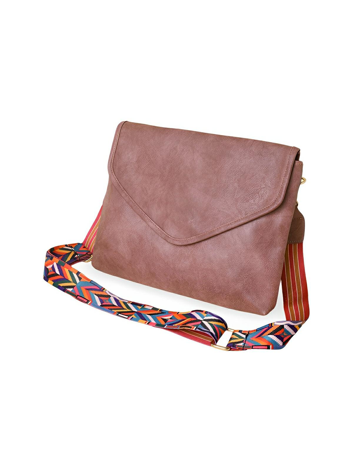Sac à bandoulière femme, format enveloppe, simili vegan, tendance, idéal quotidien et été, modèle Aligaelle - Sac Bandoulière - Rose