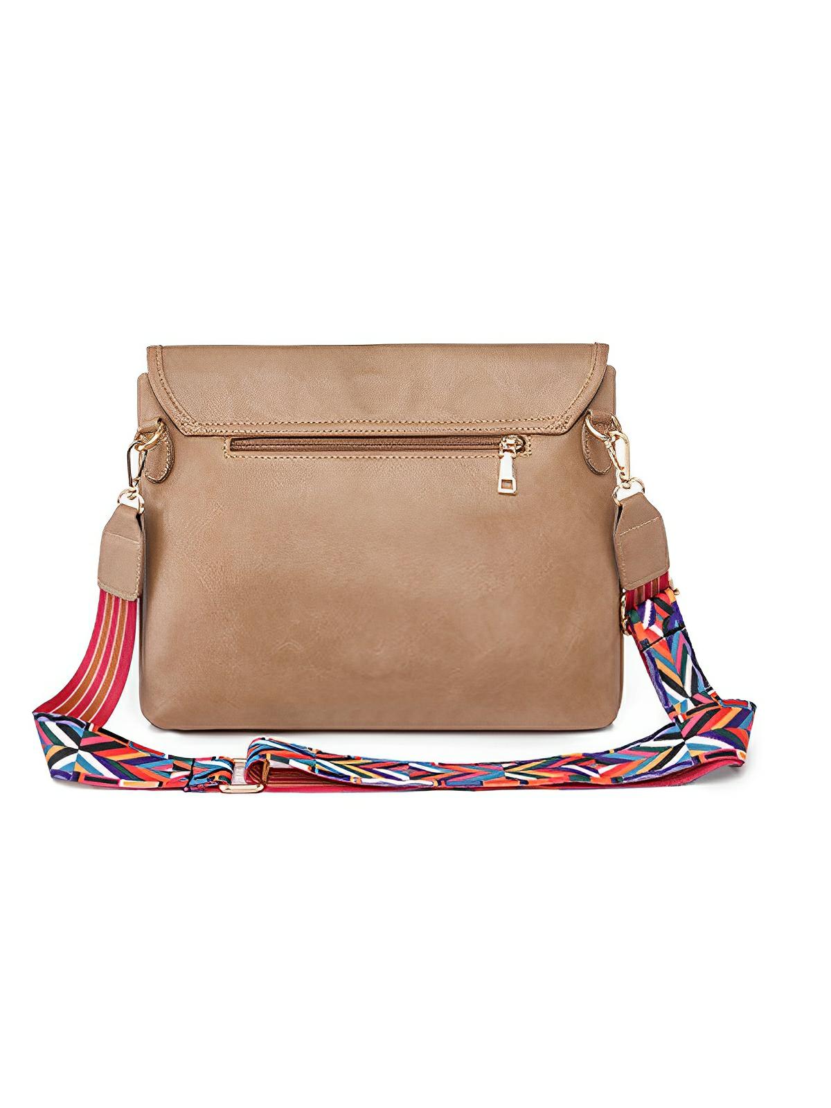 Sac à bandoulière femme, format enveloppe, simili vegan, tendance, idéal quotidien et été, modèle Aligaelle - Sac Bandoulière - Marron