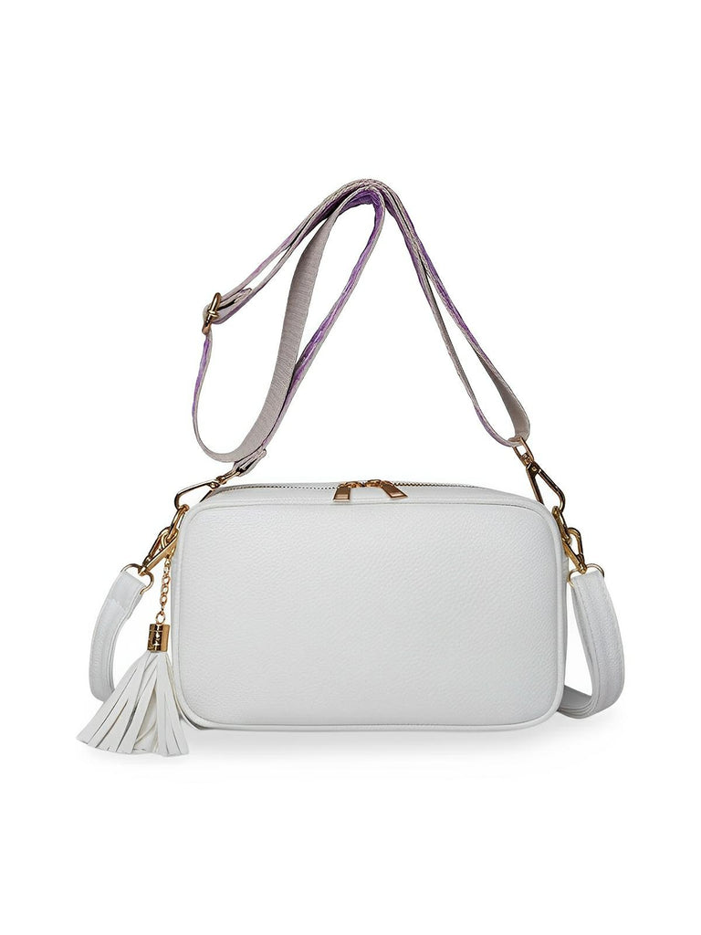 Sac à bandoulière femme, petit format, simili vegan grainé, tendance, idéal quotidien, Annie - Sac Bandoulière - Blanc