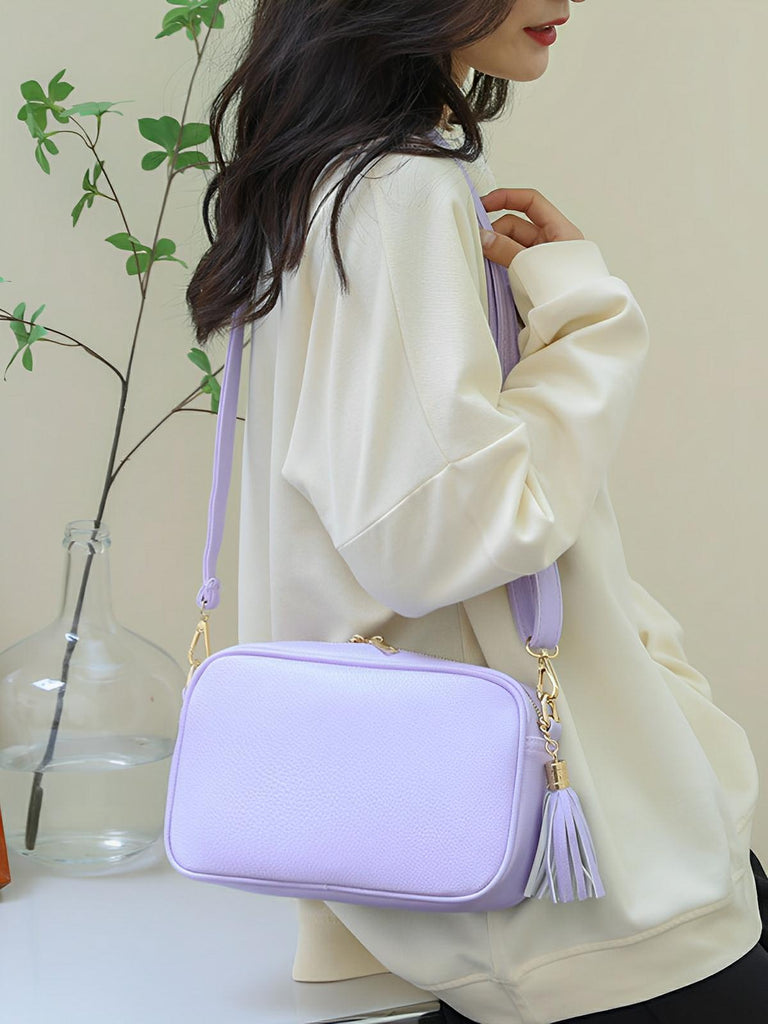 Sac à bandoulière femme, petit format, simili vegan grainé, tendance, idéal quotidien, Annie - Sac Bandoulière - Blanc
