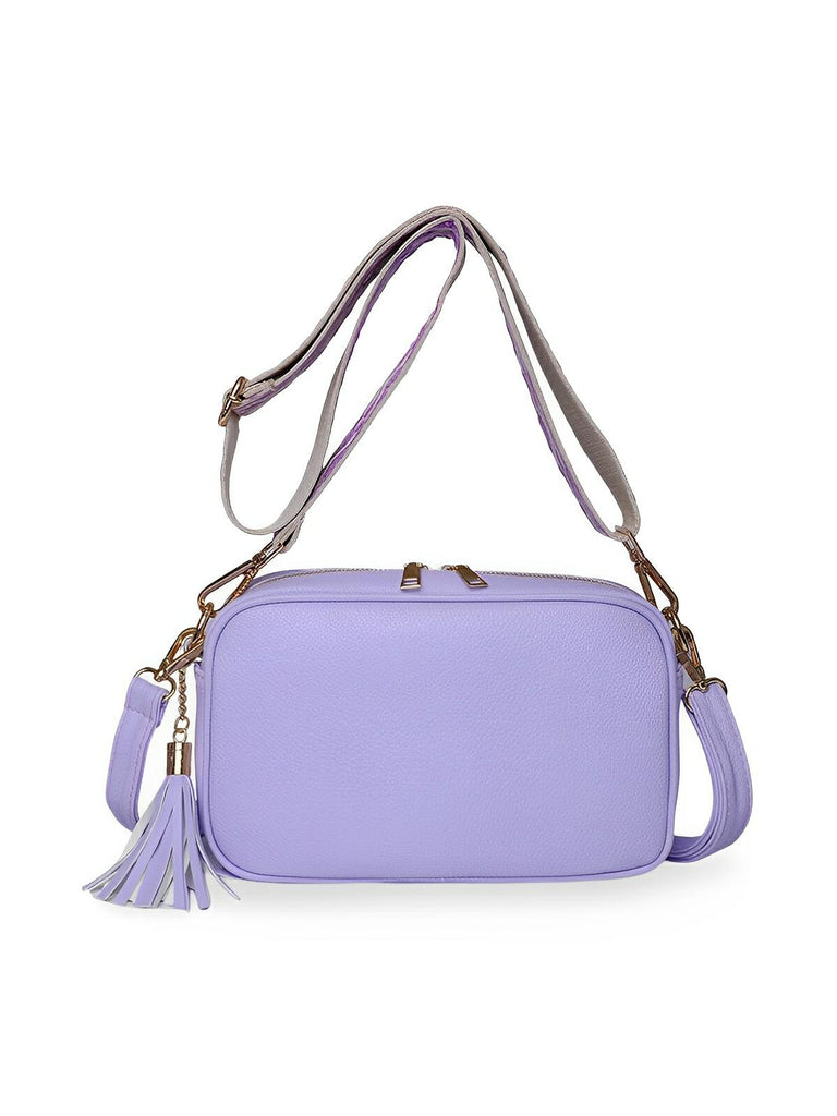 Sac à bandoulière femme, petit format, simili vegan grainé, tendance, idéal quotidien, Annie - Sac Bandoulière - Violet