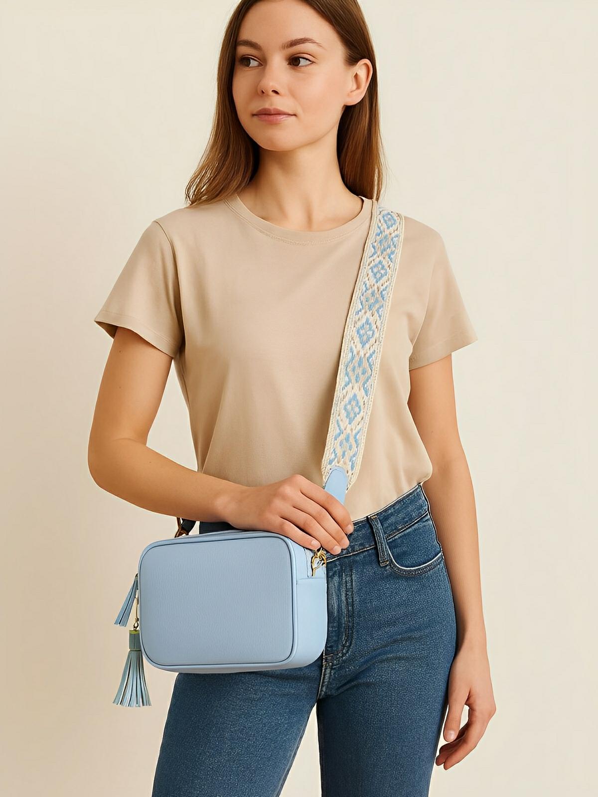 Sac à bandoulière femme, petit format, simili vegan grainé, tendance, idéal quotidien, Annie - Sac Bandoulière - Bleu