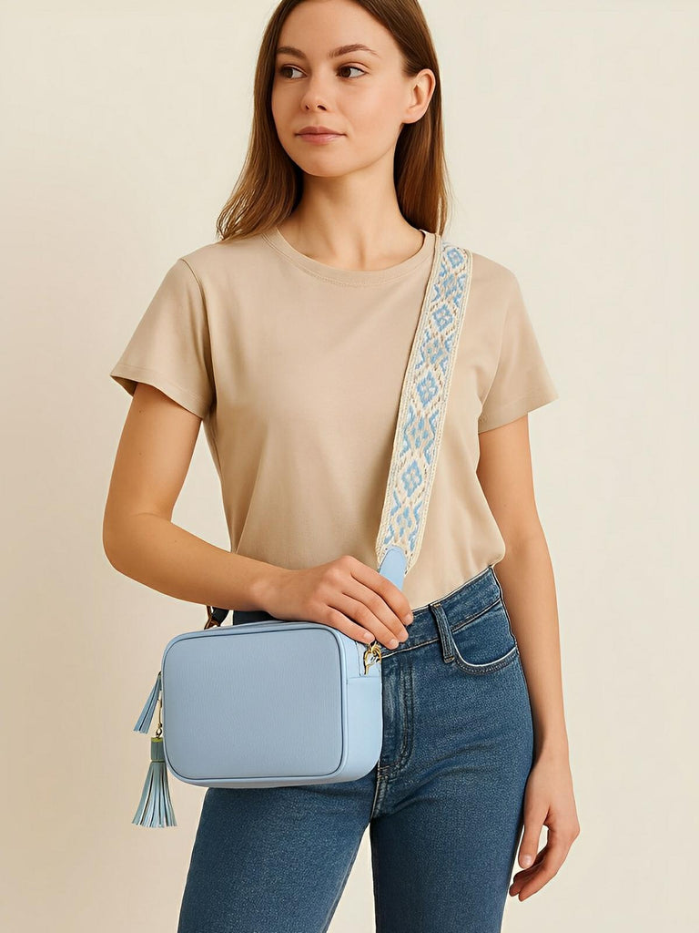 Sac à bandoulière femme, petit format, simili vegan grainé, tendance, idéal quotidien, Annie - Sac Bandoulière - Bleu