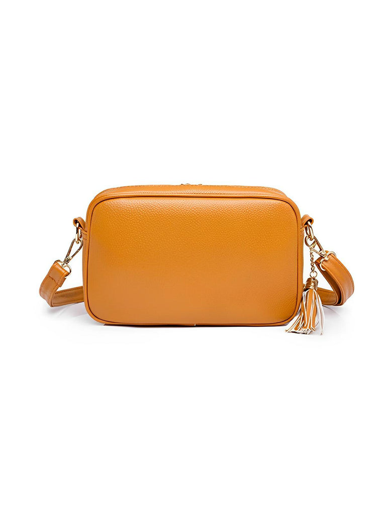 Sac à bandoulière femme, petit format, simili vegan grainé, tendance, idéal quotidien, Annie - Sac Bandoulière - Marron