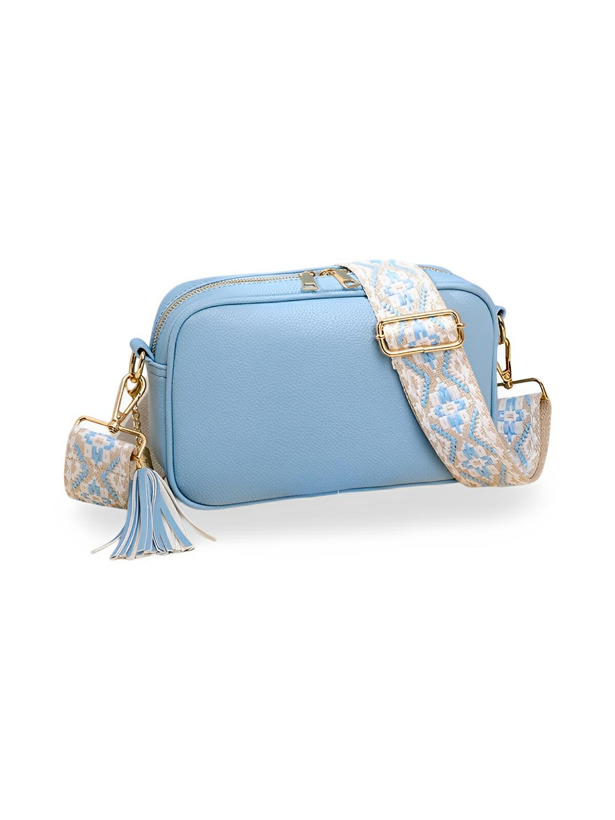 Sac à bandoulière femme, petit format, simili vegan grainé, tendance, idéal quotidien, Annie - Sac Bandoulière - Bleu