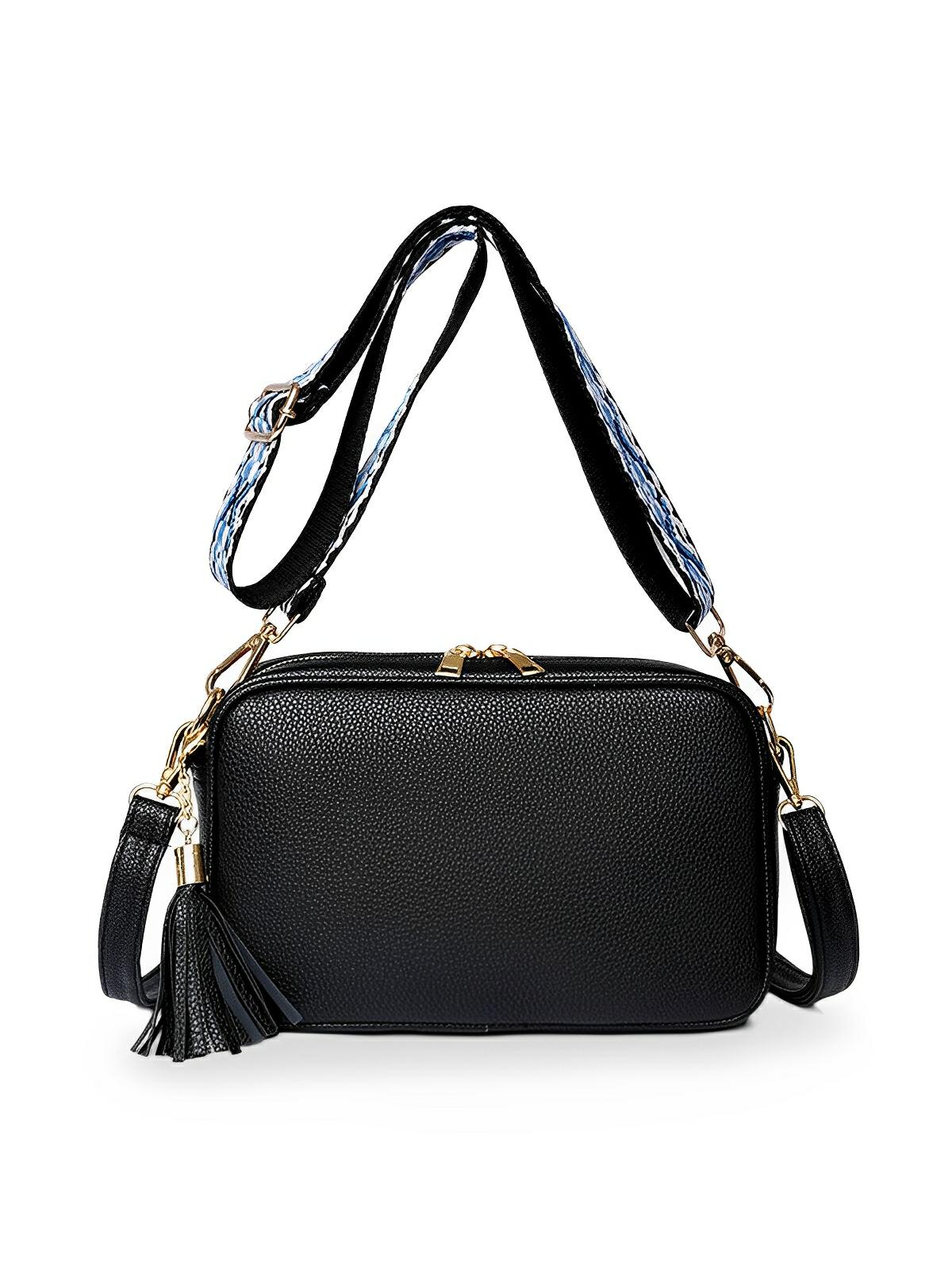Sac à bandoulière femme, petit format, simili vegan grainé, tendance, idéal quotidien, Annie - Sac Bandoulière - Noir