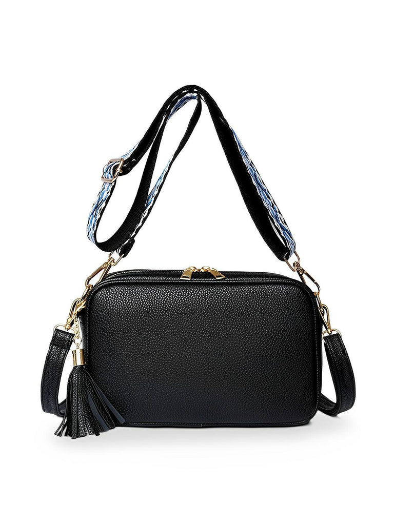 Sac à bandoulière femme, petit format, simili vegan grainé, tendance, idéal quotidien, Annie - Sac Bandoulière - Noir