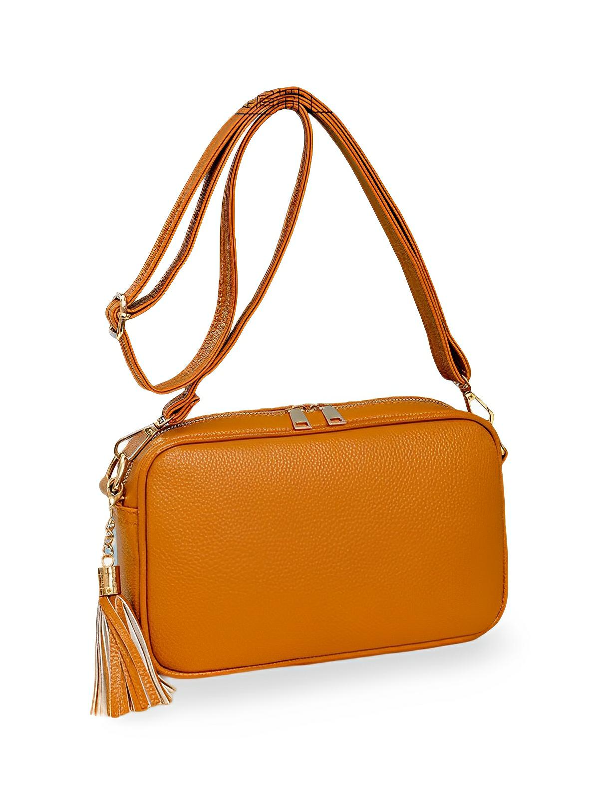 Sac à bandoulière femme, petit format, simili vegan grainé, tendance, idéal quotidien, Annie - Sac Bandoulière - Marron