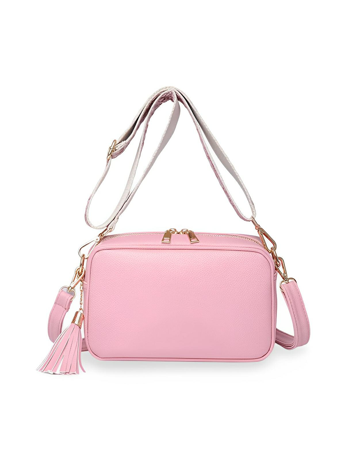 Sac à bandoulière femme, petit format, simili vegan grainé, tendance, idéal quotidien, Annie - Sac Bandoulière - Rose