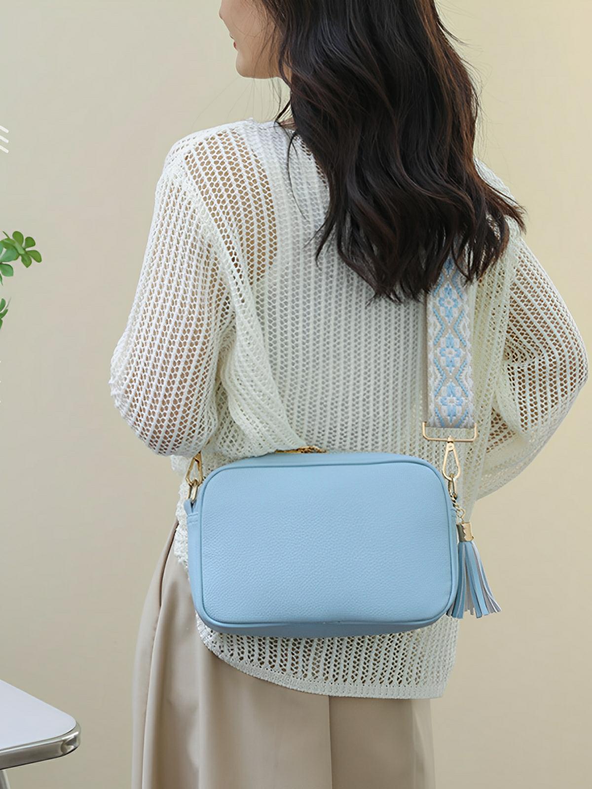 Sac à bandoulière femme, petit format, simili vegan grainé, tendance, idéal quotidien, Annie - Sac Bandoulière - Bleu